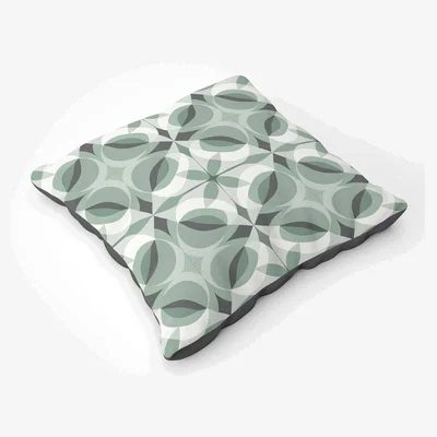 The Range Geometric Green Grey  Floor Cushion - Green