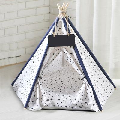 The Range Casual Cat Teepee Linen Tent Puppy Play House Kennel Cattery With Cushion - White