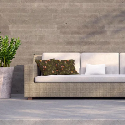 The Range Green branches and flower buds Outdoor Cushion - Orange / 60cm