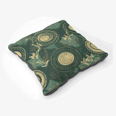 The Range Abstract Green Gold Moon Pattern Floor Cushion - Green