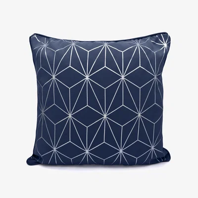 The Range Modern Geomtric Foil Print Moreno Cushion - Navy