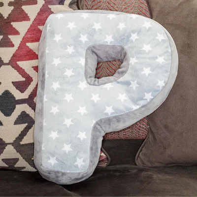 The Range Letter Cushion P - White/Grey