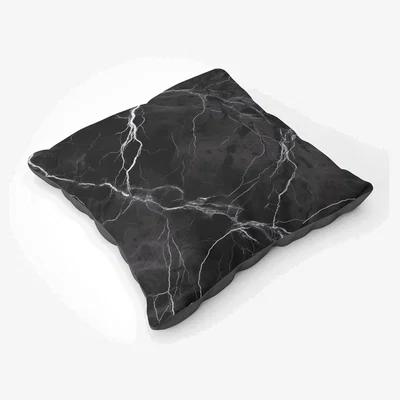 The Range Black Marble Pattern Floor Cushion - Black