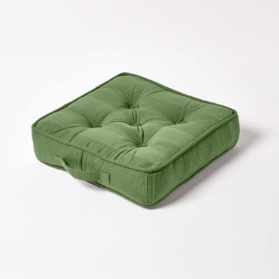 The Range Homescapes Rajput Ribbed Cotton Floor Cushion - Dark Olive