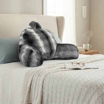 The Range Luxury Supersoft Faux Fur Printed Back Support Cushion - Grey