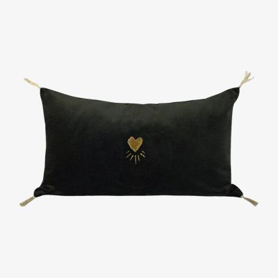 Rockett St George Heart Velvet Cushion In Forest Green