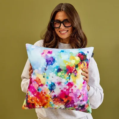 The Range 4 Pack Cushion 43x43cm Spring Flower, Pink Back - Pink