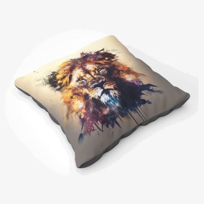 The Range Majestic Lion Face Splashart Floor Cushion - Brown