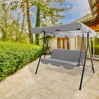The Range 3 Seater Garden Swing Grey with Cushions and Canopy - Grey