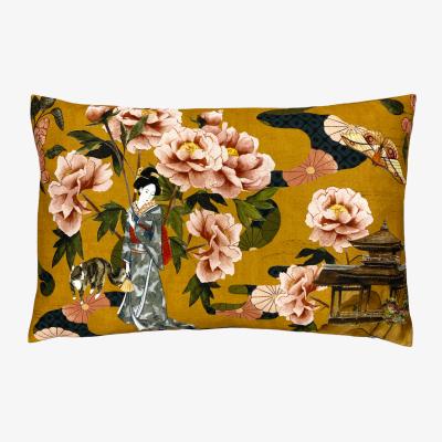 The Range Geisha Floral Cushion - Ochre / Feather