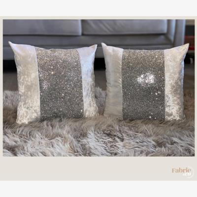 The Range White And Silver Sparkly Glitter Panel Cushion - White