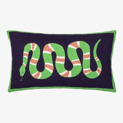 The Range Coral Snake Embroidered Cushion - Lime / Polyester