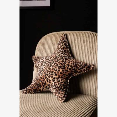 Rockett St George Velvet Star Cushion In Leopard Print