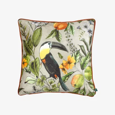 The Range Leilani Printed Chenille Cushion - Mink / AnimalFloral / 80 Feather 20 Polyester
