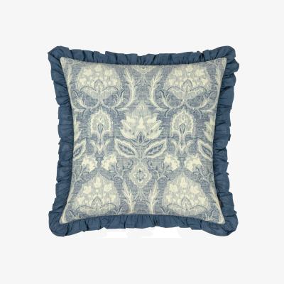 The Range Kirkton Floral Pleated Cushion - French Blue / Dry CleanMachine Washable (30 degrees max), Low Tumble Dry, Do Not Iron. / Polyester