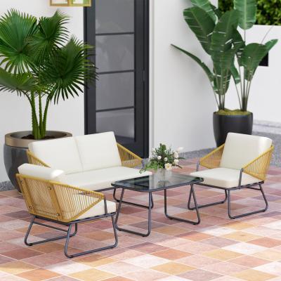 The Range Outsunny Rattan Garden Furniture Set with Cushions - White
