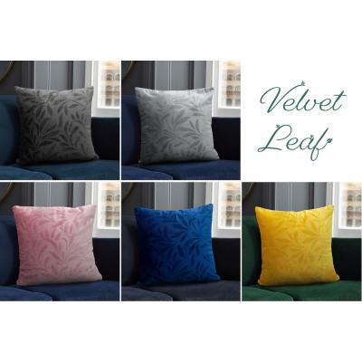 The Range Soft Touch Velvet Flock Leaf Cushion - Pink