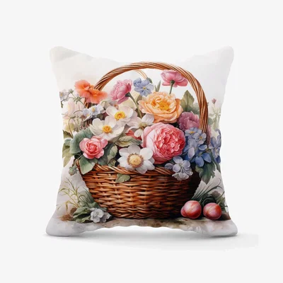 The Range Victorian Easter Basket Watercolour Cushion - Neutral / 45cm