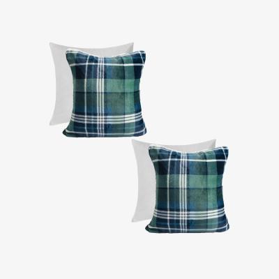 The Range Pack Of Hudson Flannel Check Filled Cushions - Green / 2