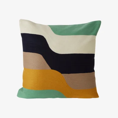 The Range Bosie Ozella Wavy Stripes Embroidered Cushion - Multicolour