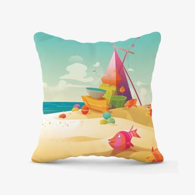The Range Fish On A Beach Holiday Outdoor Cushion - Yellow / 45cm
