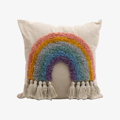 The Range Rainbow Tassel Cushion - Cream