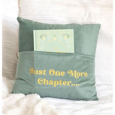 The Range Book Lovers Cushion with Pocket - Green