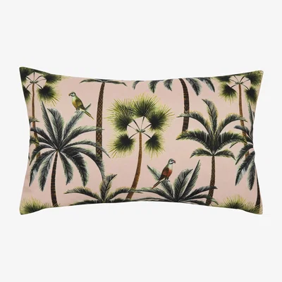 The Range Tropical Palm Tree Rectangular Outdoor Cushion - Blush