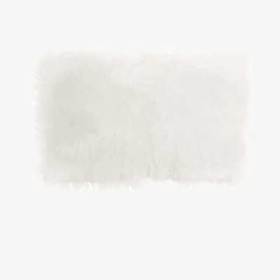 The Range Bosie Real Mongolian Fur White Rectangular Cushion - White