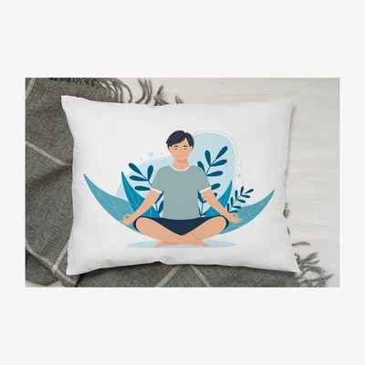 The Range Meditation Illustration Cushion - White
