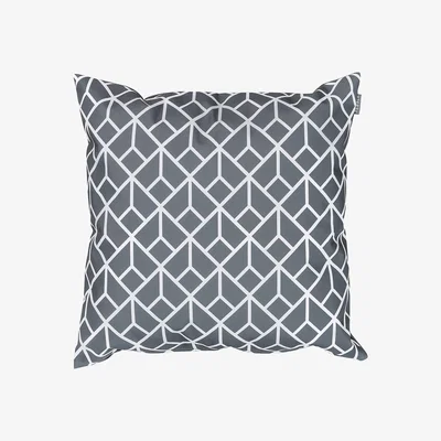 The Range Art Deco Geometric Print Outdoor Cushion - Charcoal Grey