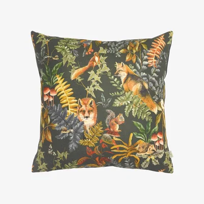 The Range Forest Fox Repeat Fox Repeat Cushion - Grey / Polyester