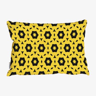 The Range Hand-Drawn Black Bird And Golden Autumn Oak Leaves Cushion - Yellow / 45cm