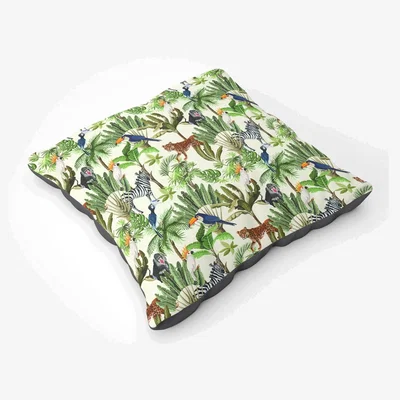 The Range Exotic Trees And Animals  Floor Cushion - Green