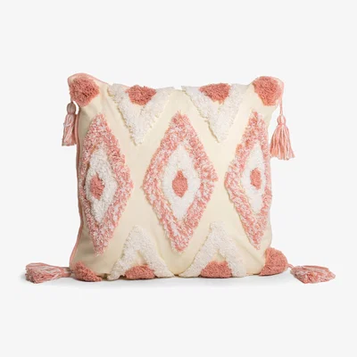 The Range Boho Tassle Heavy Tuft Cushion - Pink