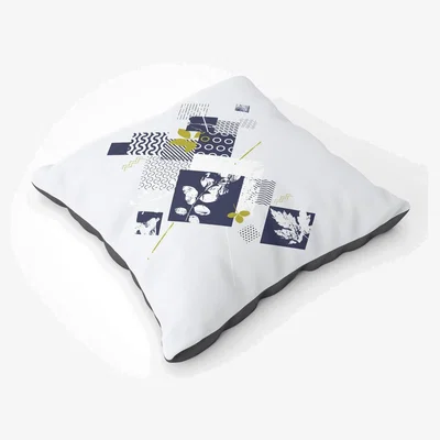 The Range Abstract Botanical Floor Cushion - Grey