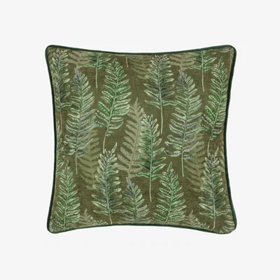 The Range Kielder Fern Khaki Printed Velvet Cushion - Kahki / Polyester