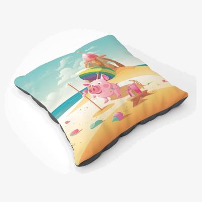 The Range Piglet On A Beach Holiday Floor Cushion - Yellow