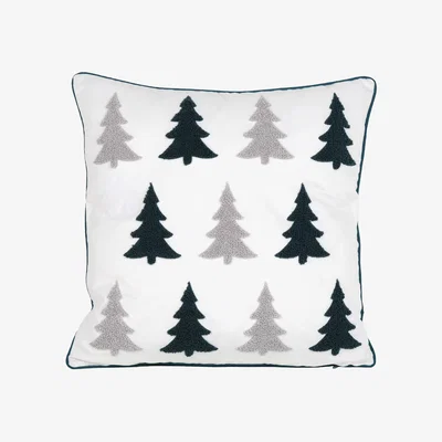 The Range Woodland Trees Embroidered Cushion - White