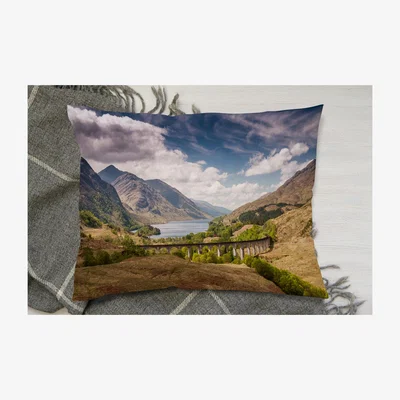 The Range The Glenfinnan Viaduct Cushion - Green