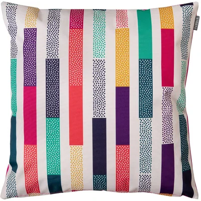 The Range Block Stripe Geometric Print Outdoor Cushion - Stripe/Pink Reverse