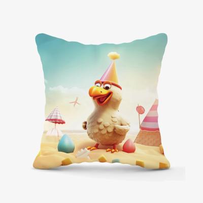 The Range Funky Chicken On A Beach Holiday Outdoor Cushion - Yellow / 45cm