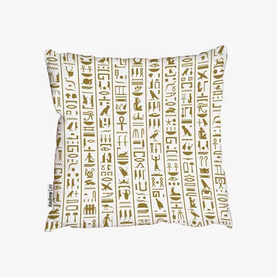 The Range Ancient Egyptian Hieroglyphs Cushion - Brown / 45cm