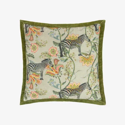 The Range Sundara Printed Velvet Cushion - Ecru / 80 Feather 20 Polyester