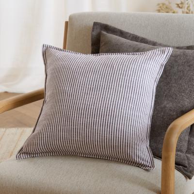 The Range Truro Striped Cotton Cushion - Chocolate / Feather
