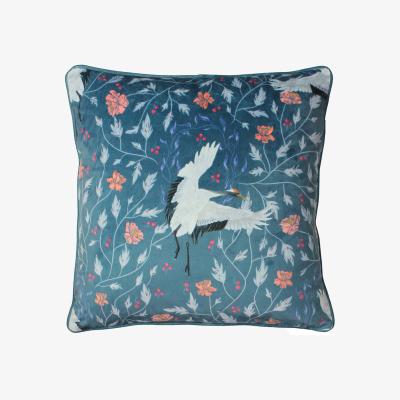 The Range Georgiana Botanical Cushion - Slate Blue