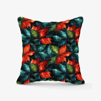 The Range Christmas Watercolour Holly Leaf Outdoor Cushion - Red / 60cm