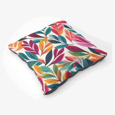 The Range Bright Leaves Pattern Floor Cushion - Orange