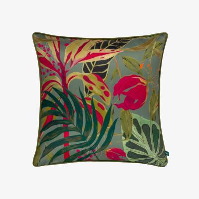 The Range Kali Jungle Foliage Piped Cushion - Green / Polyester