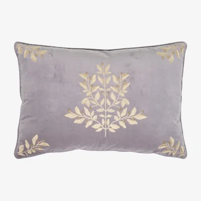 The Range Phaedra Embroidered Cushion - Grey